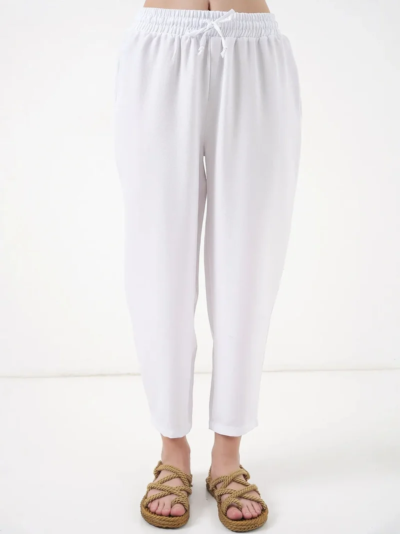 Big Dart White BDART Linen Blend Long Sleeve Shirt and Pants Co-ord Set for Women | Best Price UAE